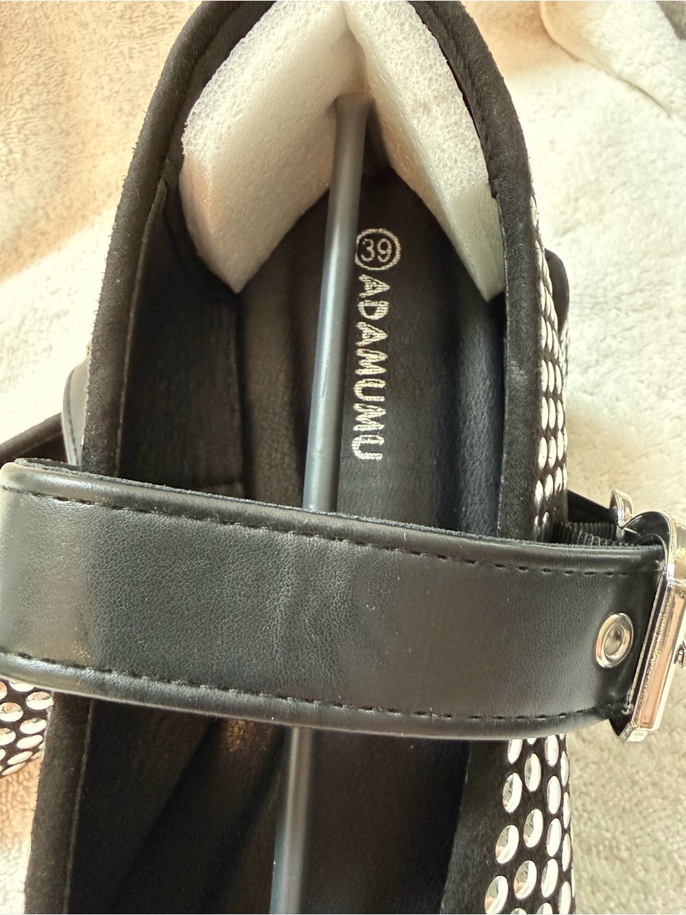 Black Studded Mary Jane Flats with Buckle Strap. Bundle shoes for deep discounts - Picture 3 of 8